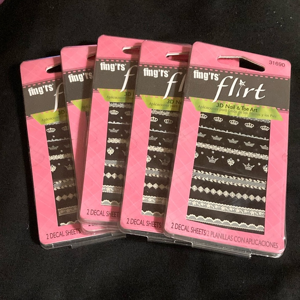 Fing'rs Flirt 3D Nail & Toe Art Decals #31690 Lot of 5